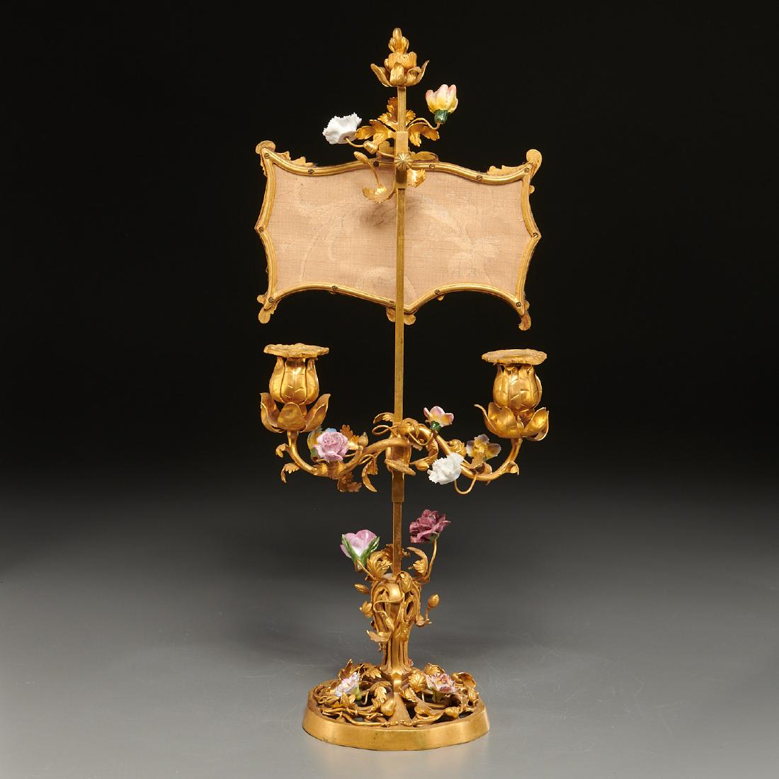 Napoleon III gilt bronze, porcelain candelabrum (1 of 7)