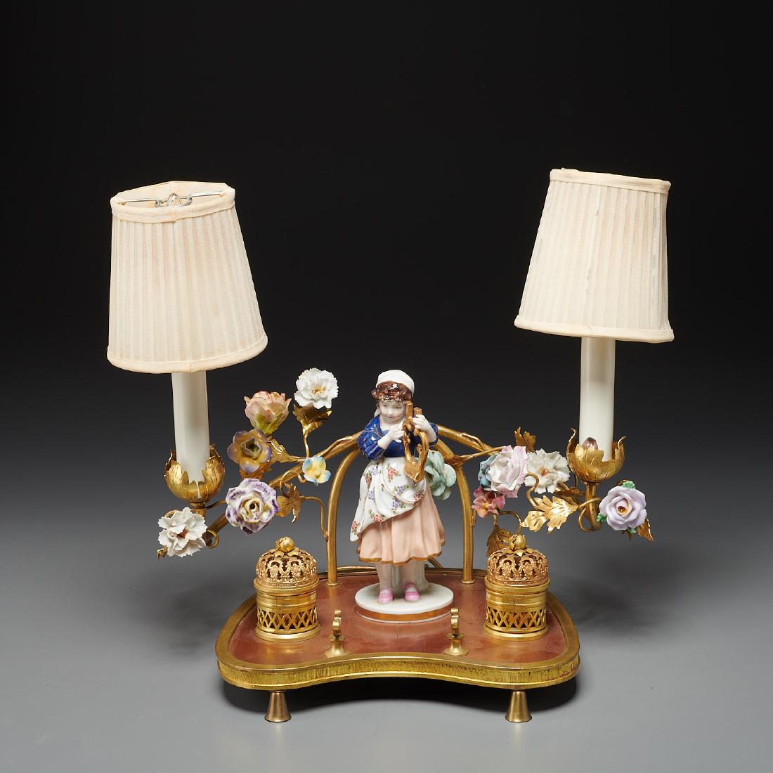 Napoleon III bronze and porcelain encrier (1 of 10)