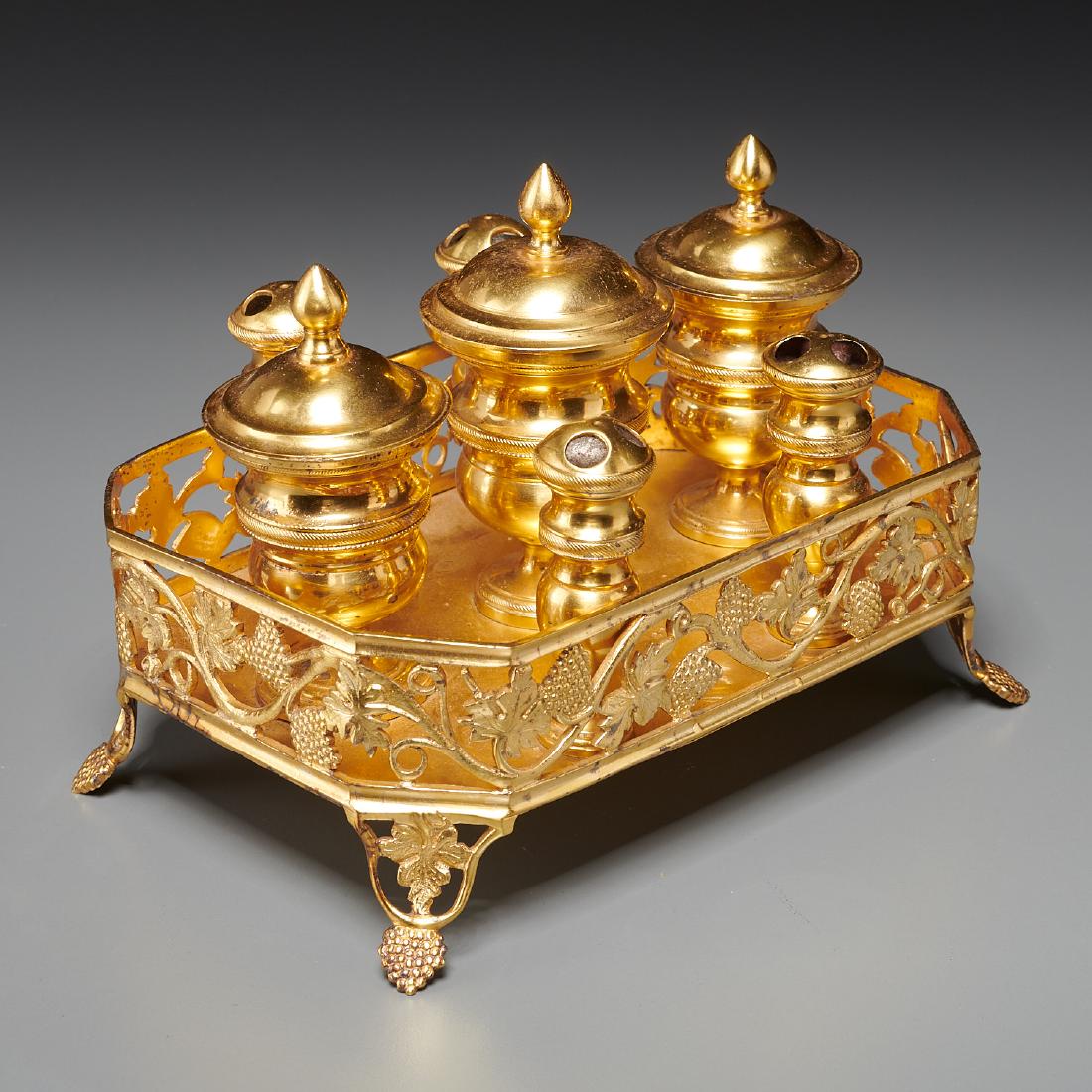 Continental Neoclassic gilt metal encrier (1 of 10)