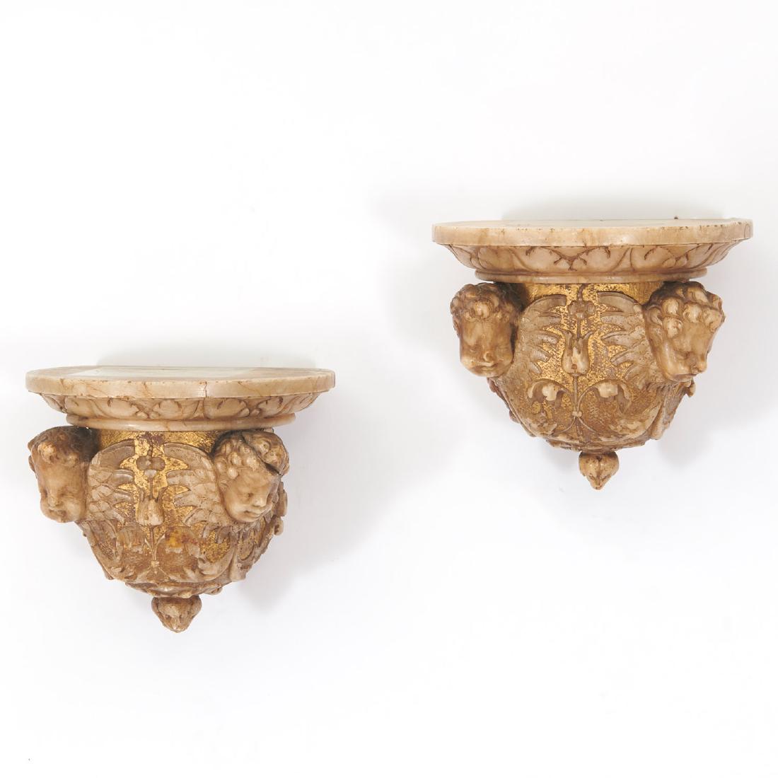 Pair Italian Baroque gilt alabaster wall brackets (1 of 7)