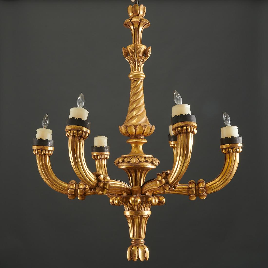 Large Italian Baroque style giltwood chandelier (1 of 6)