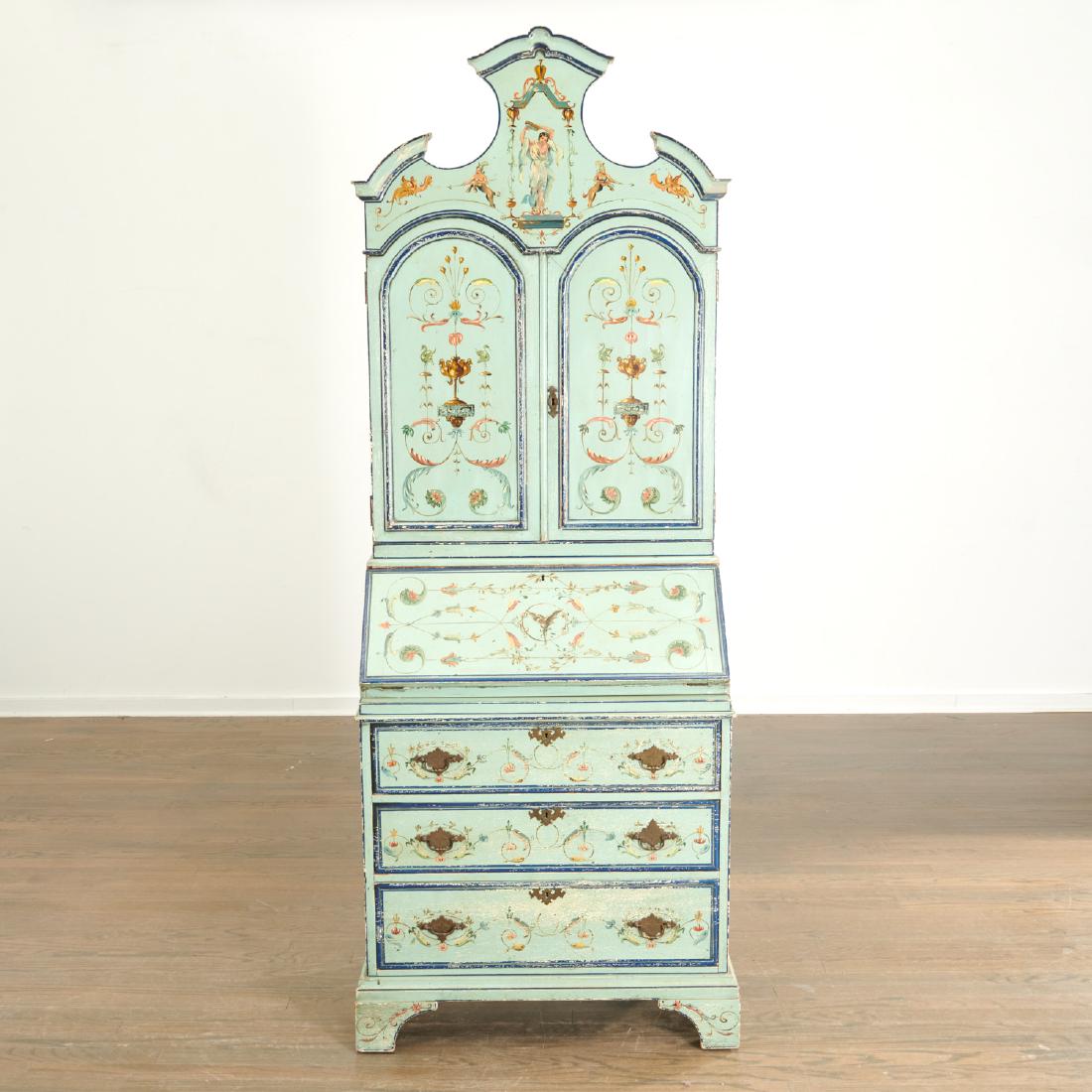 Italian painted slant front cabinet (1 of 9)