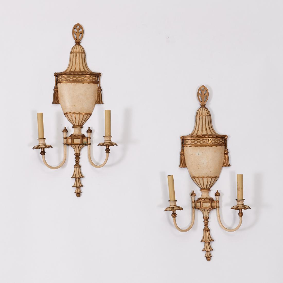 Pair Neoclassic style painted bronze sconces (1 of 7)