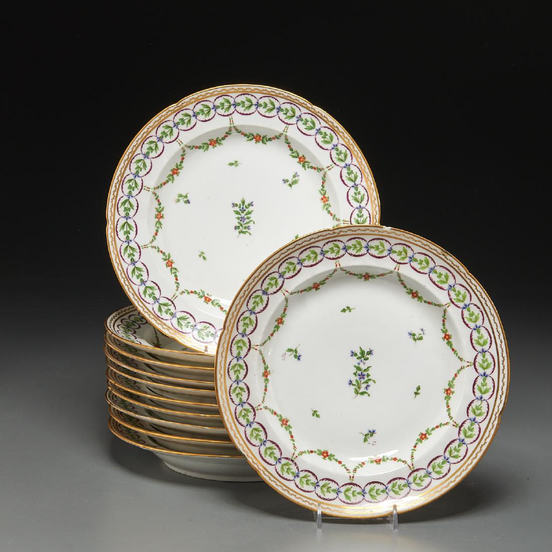 Set Continental hand-painted porcelain plates (1 of 7)