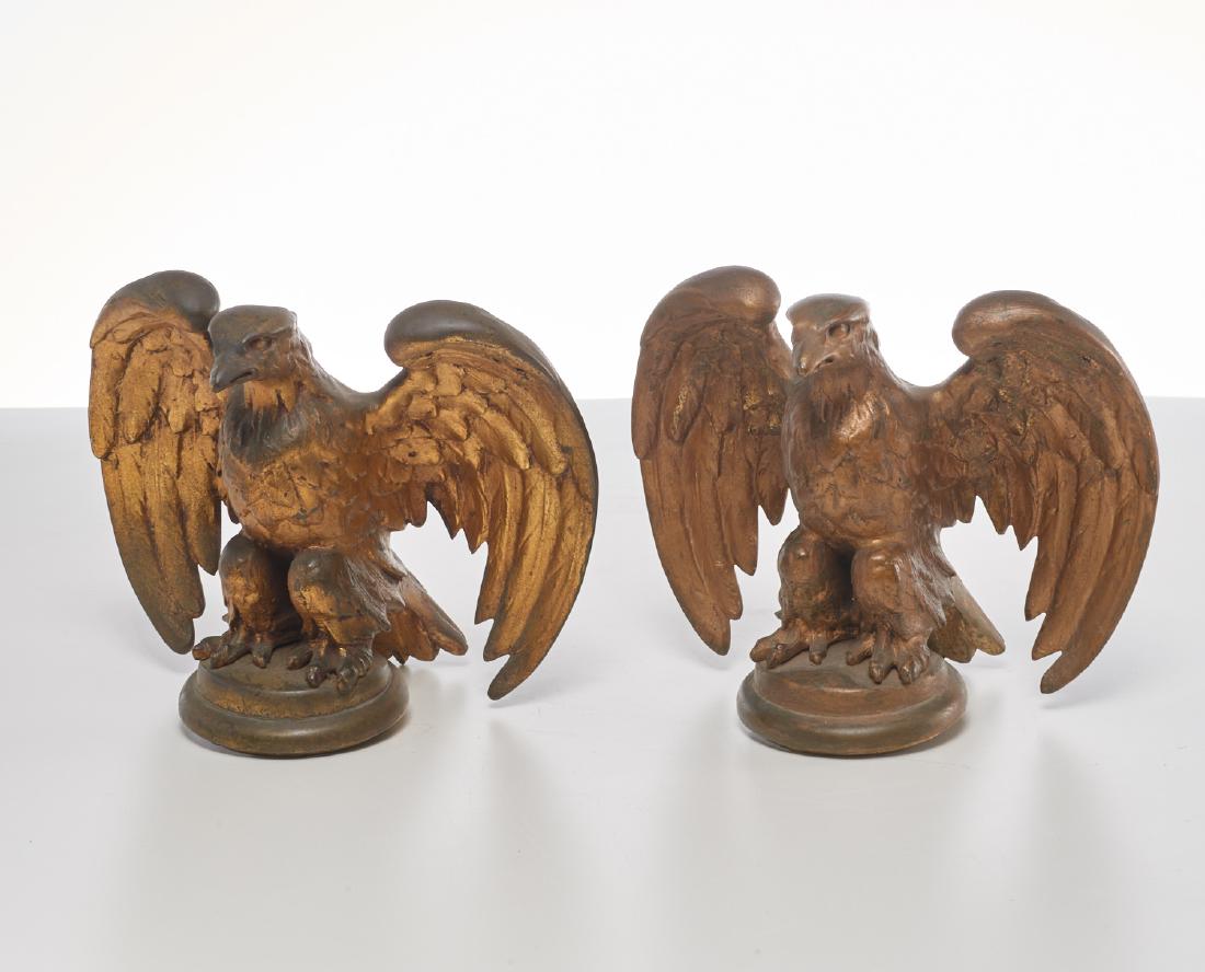 Pair heavy gilt bronze and iron eagle finials (1 of 10)