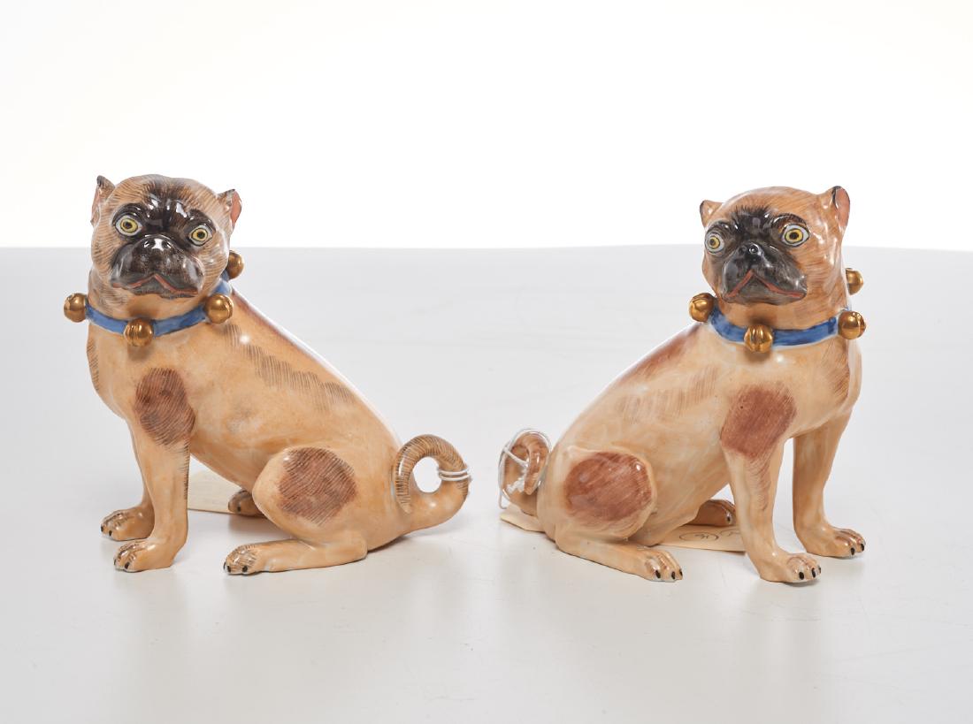 Pair Dresden porcelain pug dogs (1 of 10)