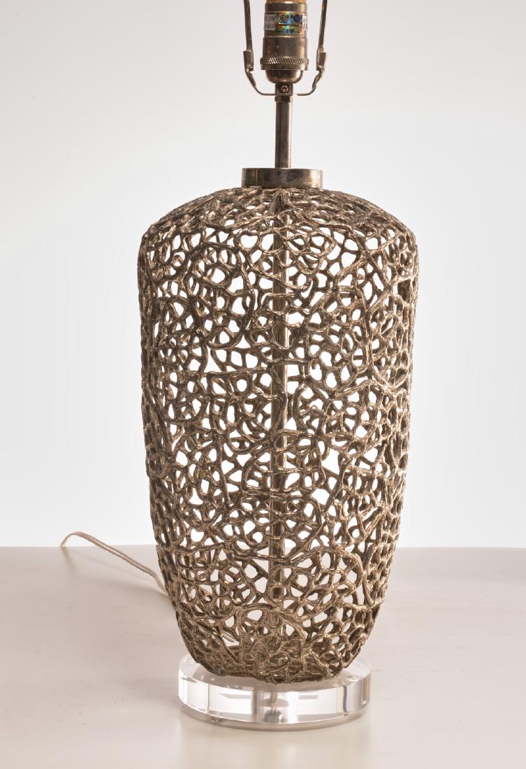 Modern Designer silver-tone metal table lamp (1 of 6)