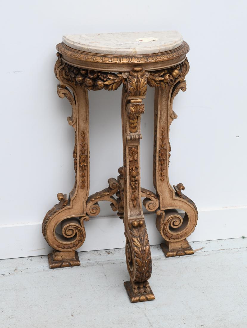 Louis XIV style marble top demilune table (1 of 7)
