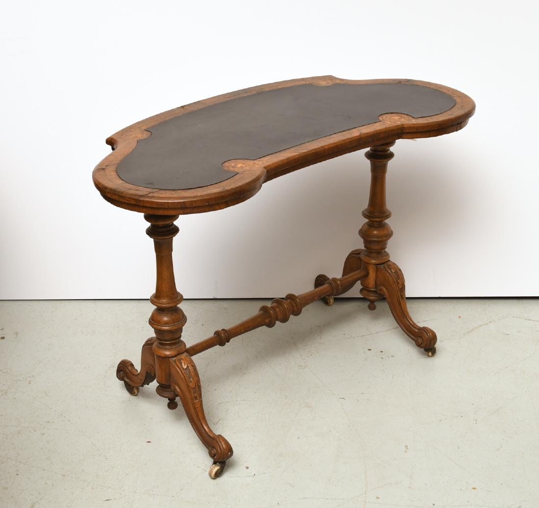 Victorian marquetry walnut kidney writing table (1 of 7)