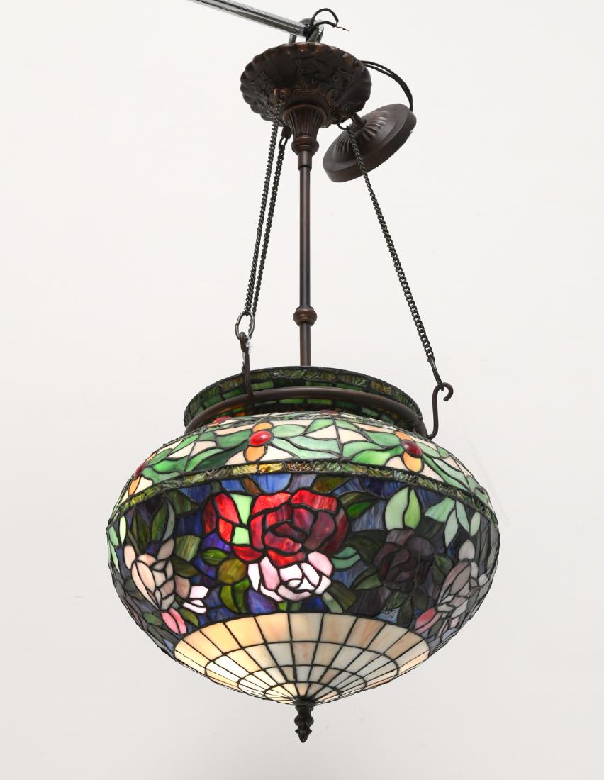 Tiffany Studios style leaded glass chandelier (1 of 7)
