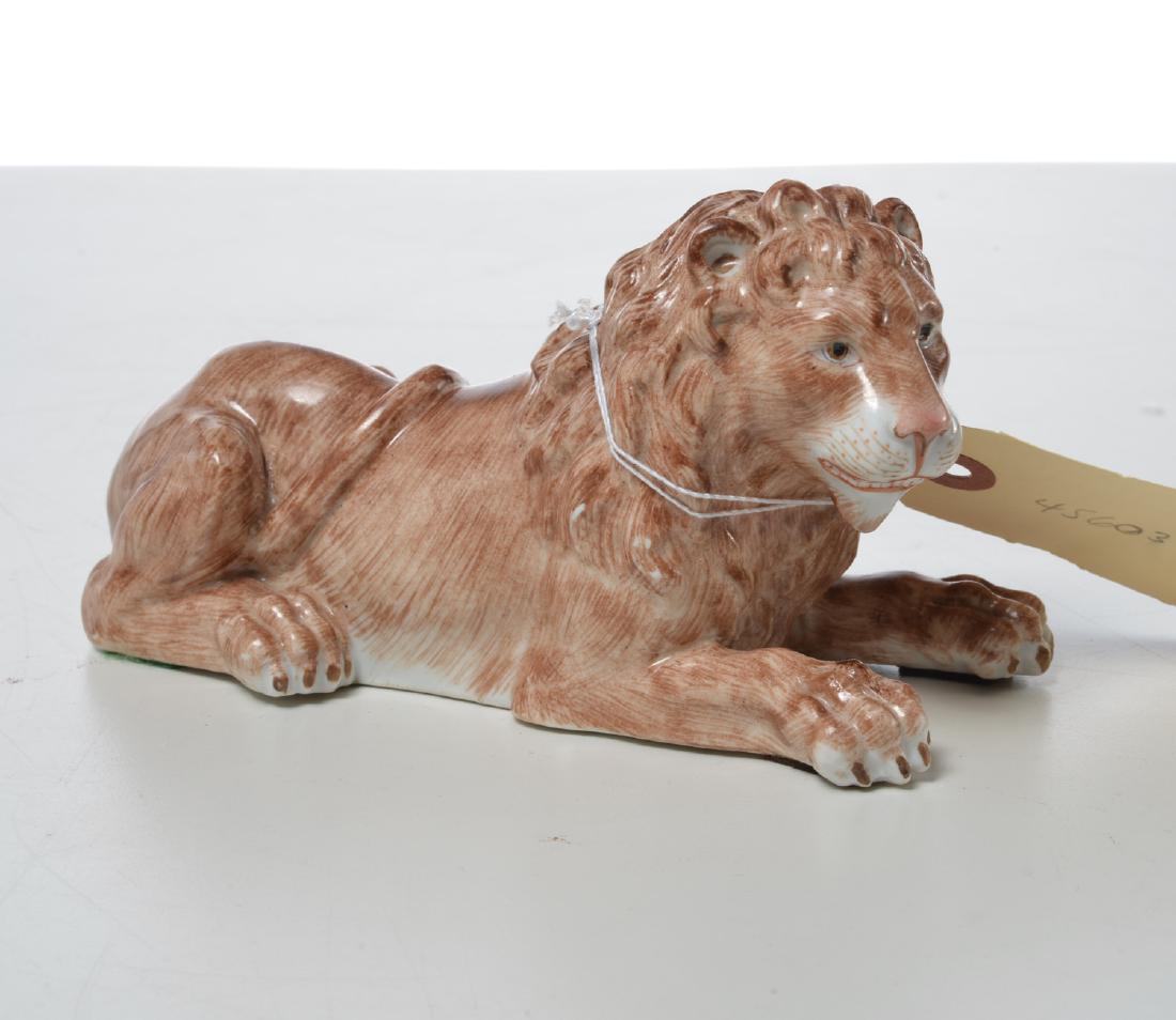 Continental porcelain model of a recumbent lion (1 of 7)