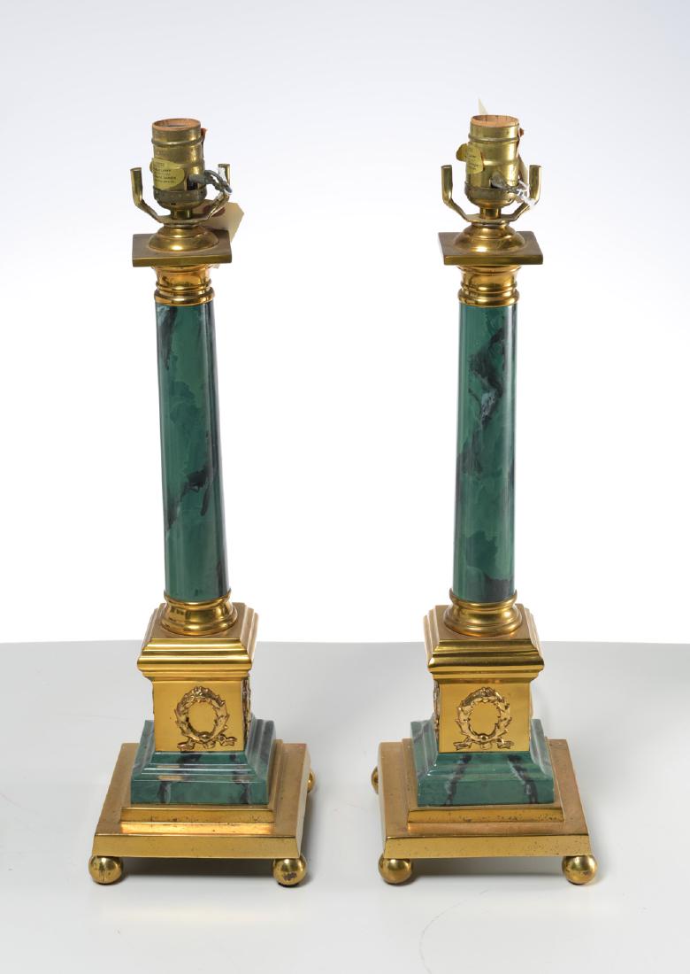 Pair Empire style columnar table lamps (1 of 6)