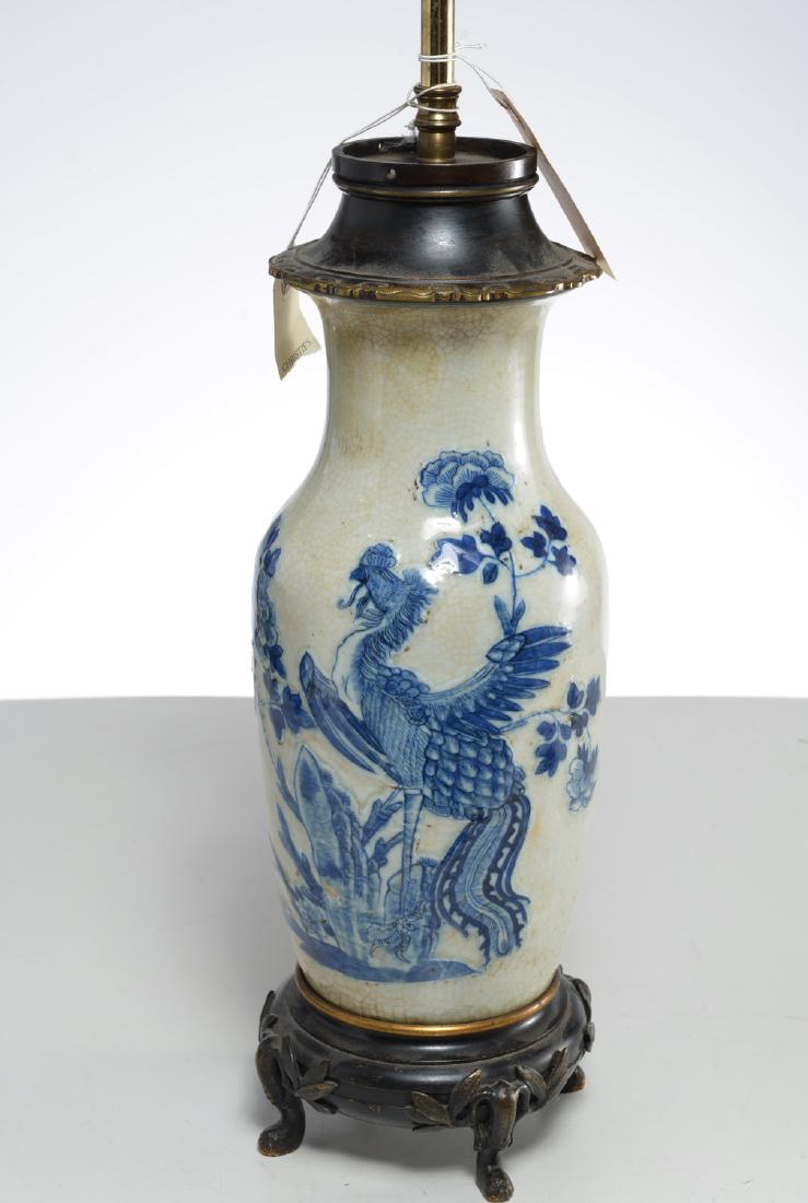 Chinese blue and white crackle vase lamp (1 of 7)