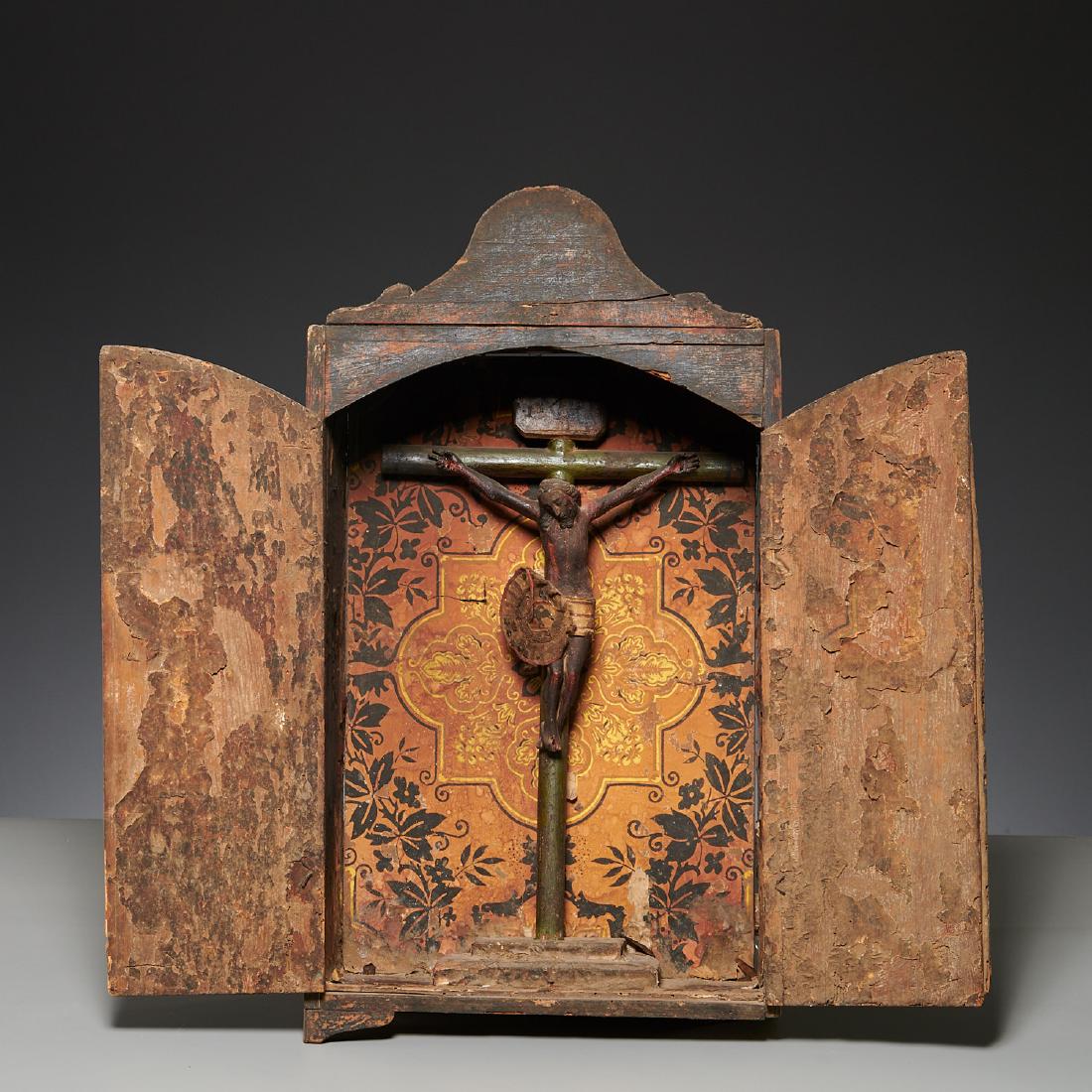 Spanish Colonial School, Nicho w/ Christ on Cross (1 of 8)