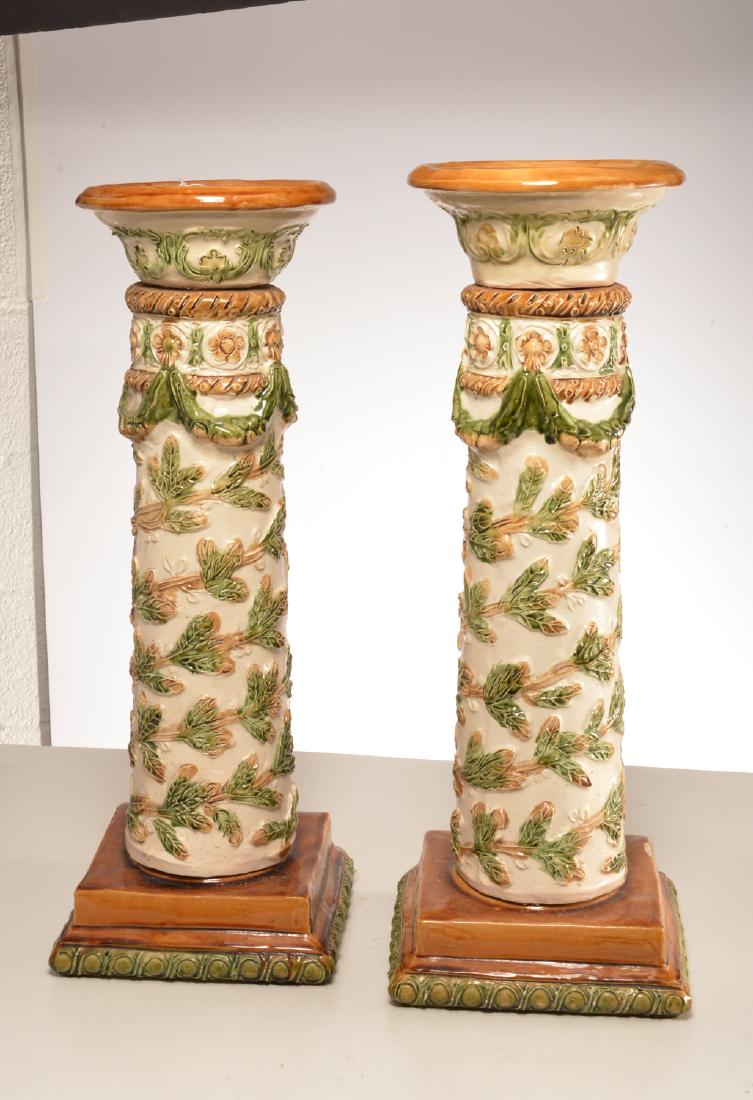 Pair majolica columnar pedestals (1 of 5)