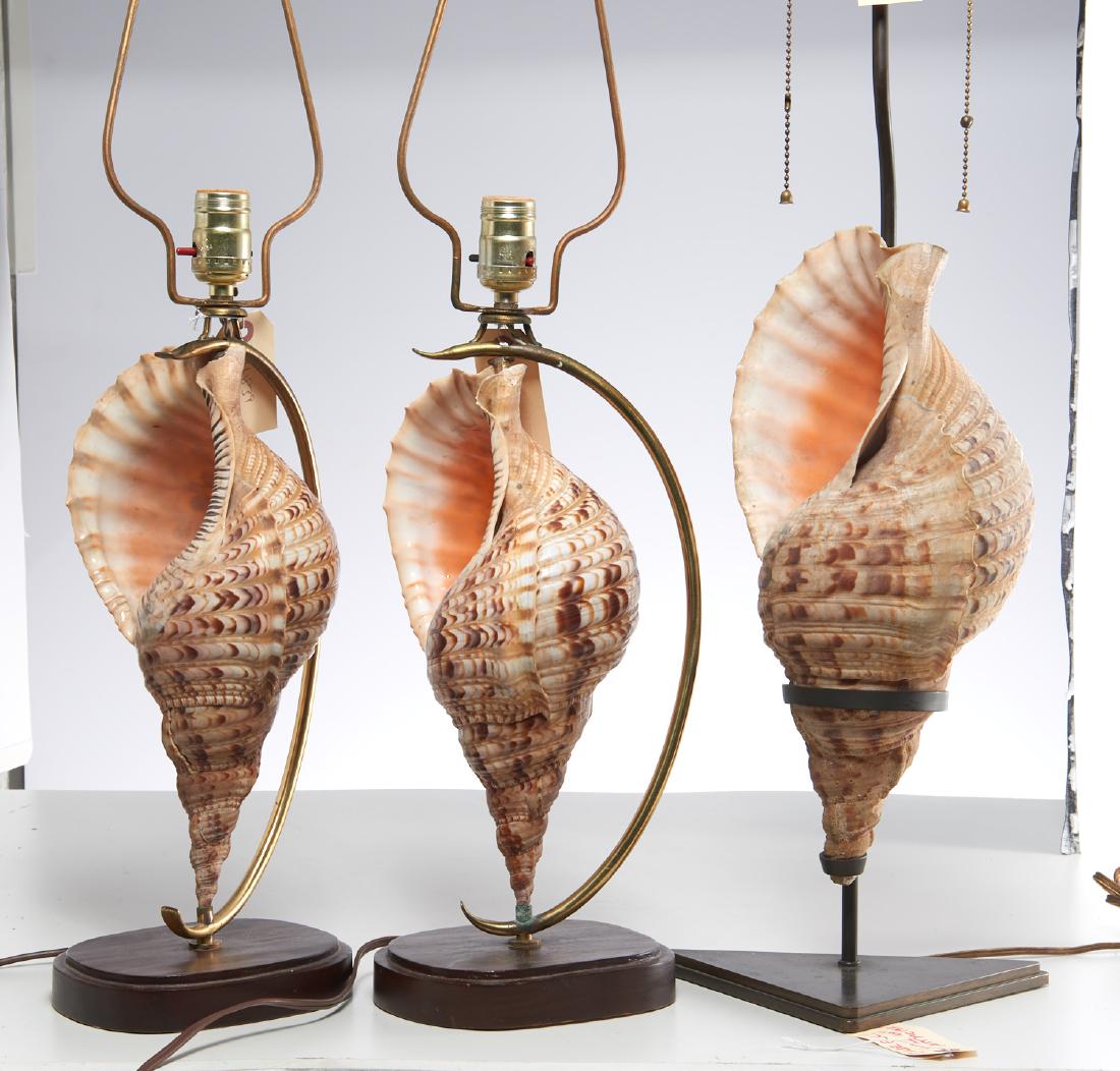 (3) Tony Duquette style triton shell lamps (1 of 6)