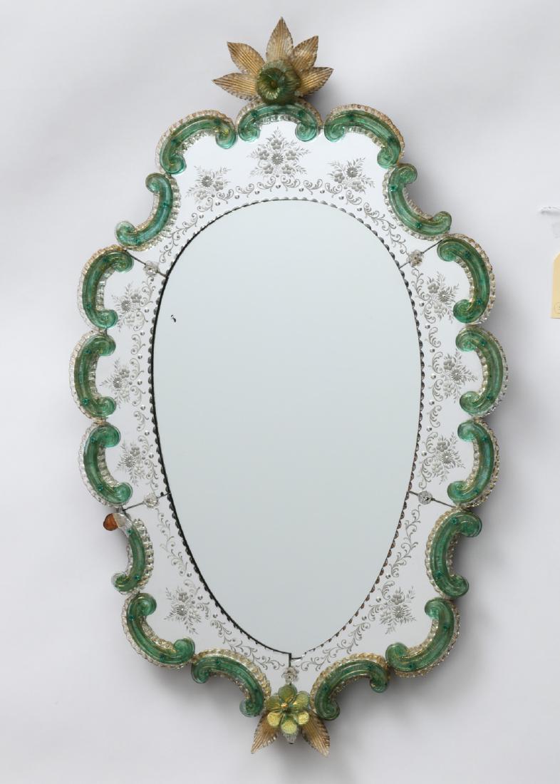 Venetian etched glass wall mirror (1 of 6)