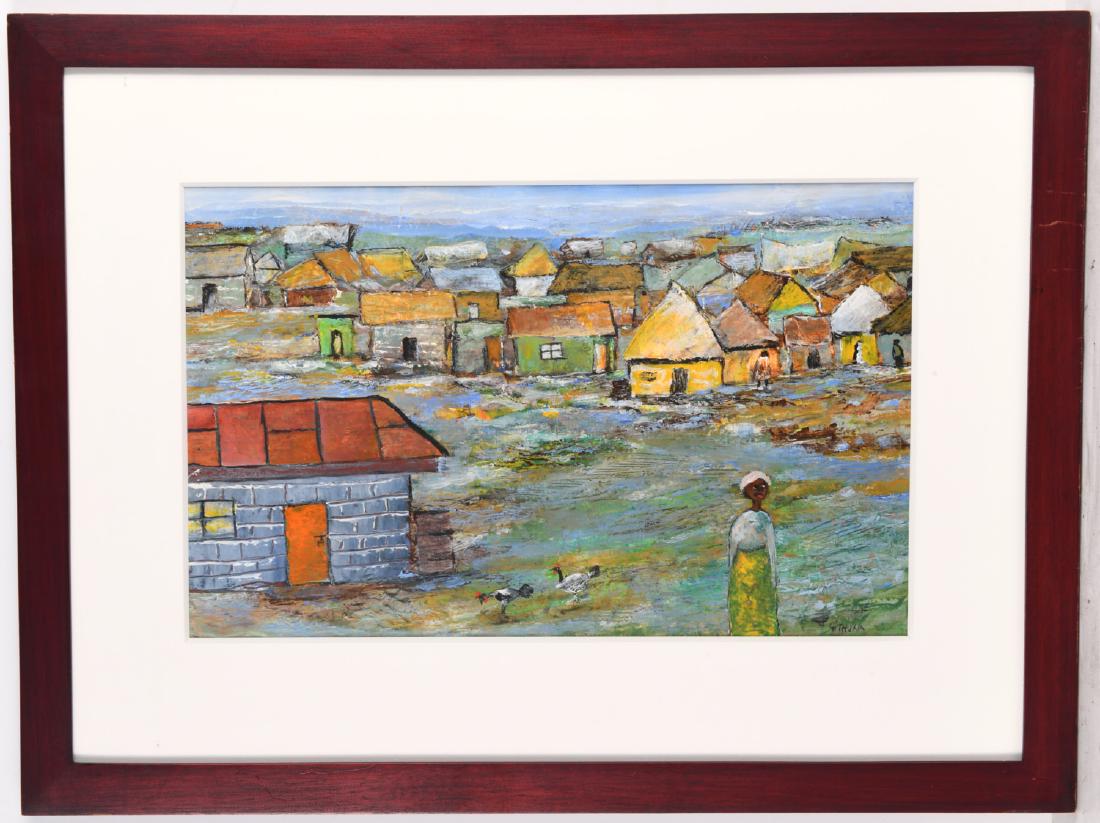 Allan Githuka, painting: Allan Githuka, painting, Allan Githuka (Nigerian, b. 1965), oil on paper, signed lower right, 9.5"h x 15"w (sight), 16.5"h x 22"w (frame)