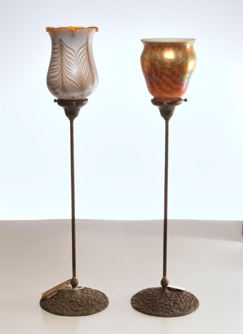 (2) Tiffany Studios style candlestick lamps (1 of 8)