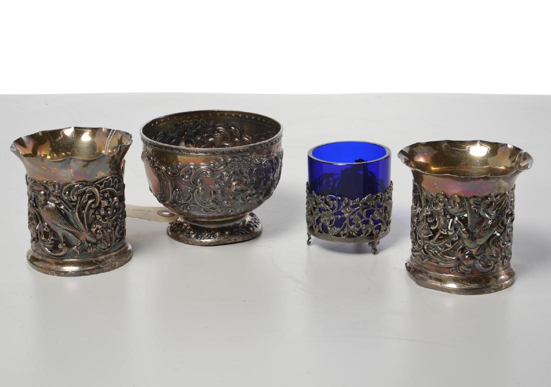 Group repousse sterling tablewares (1 of 12)