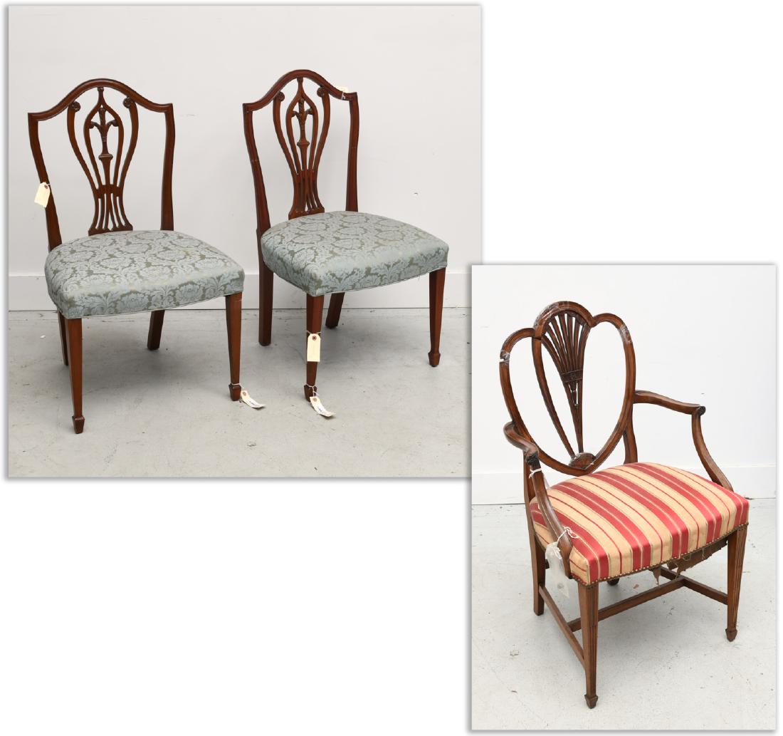 (3) antique Hepplewhite style mahogany chairs (1 of 15)