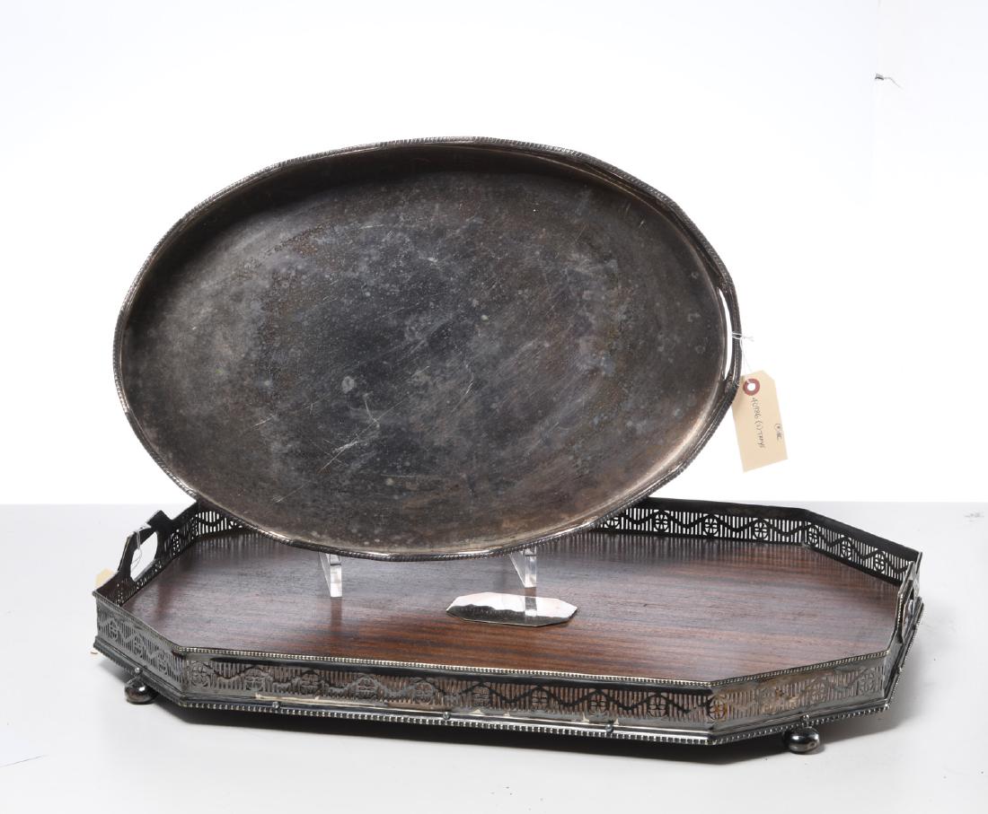 (2) large silver plated gallery trays (1 of 6)