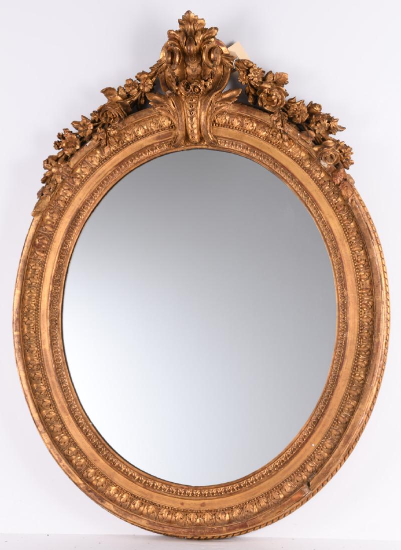 Louis XVI style giltwood and gesso wall mirror (1 of 9)