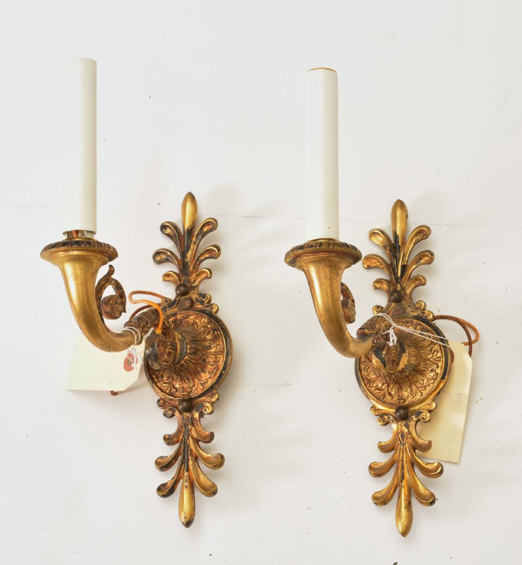 Pair Neoclassic gilt metal sconces (1 of 6)