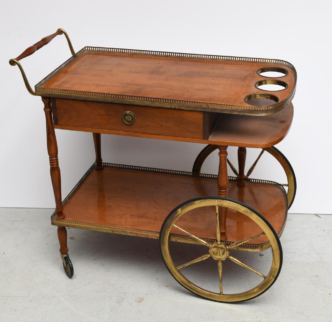 Edwardian style brass mounted serving trolley (1 of 7)