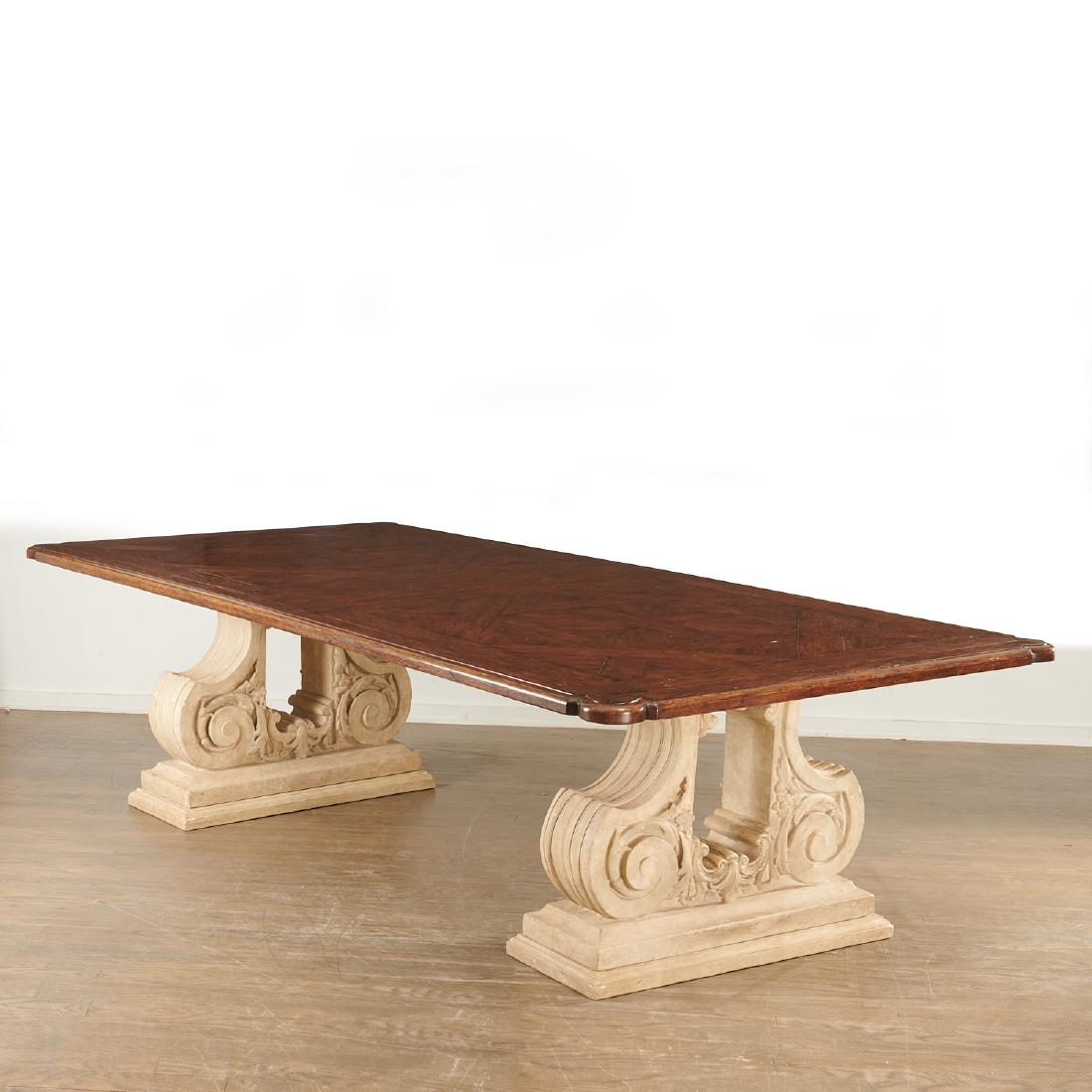 Large Neoclassical style oak top dining table (1 of 7)