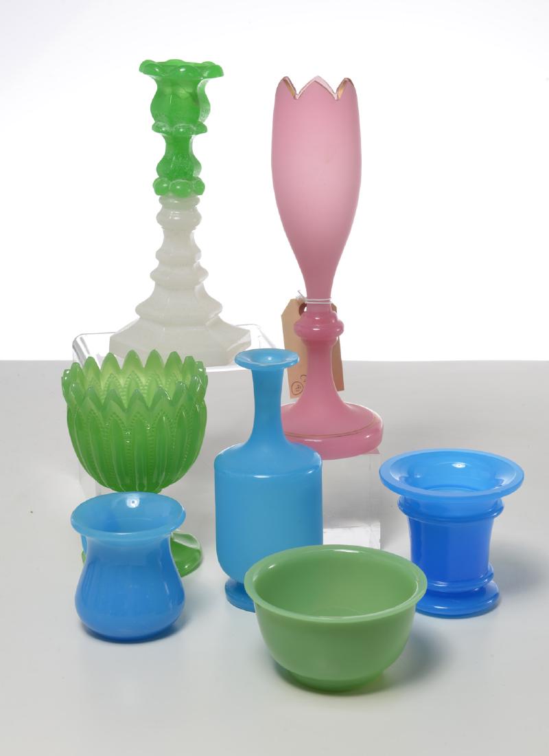 Group colored opaline glass tablewares (1 of 10)