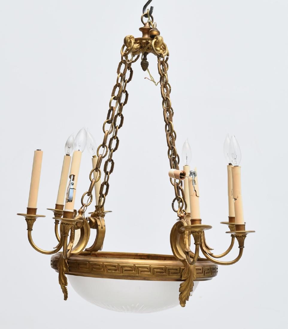 Neoclassical gilt bronze dome chandelier (1 of 7)