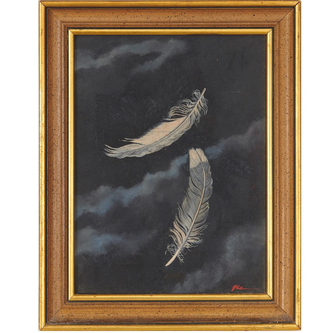 Surrealist School, illegibly signed painting (1 of 8)