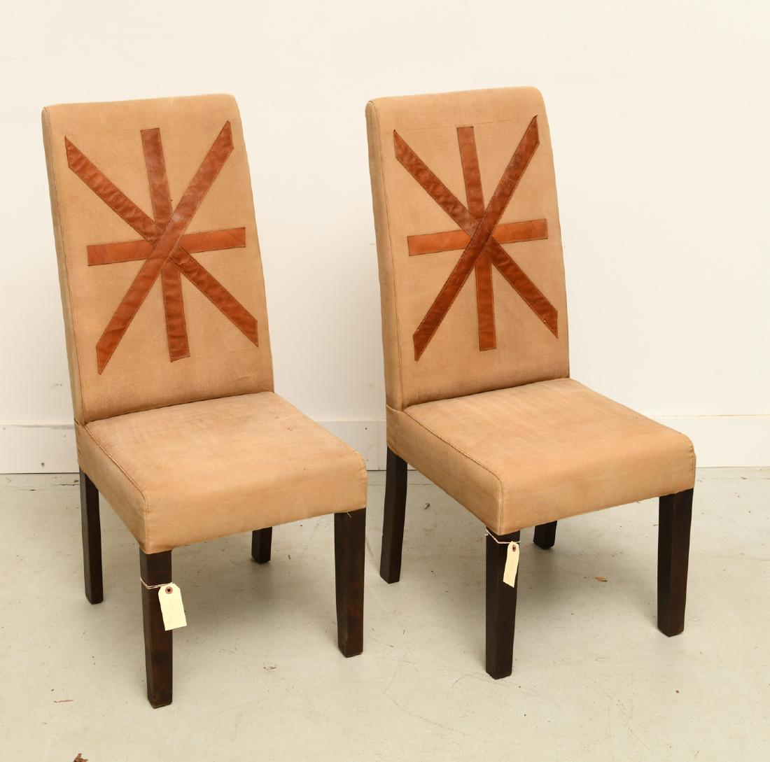 Pair Designer tall back side chairs (1 of 7)