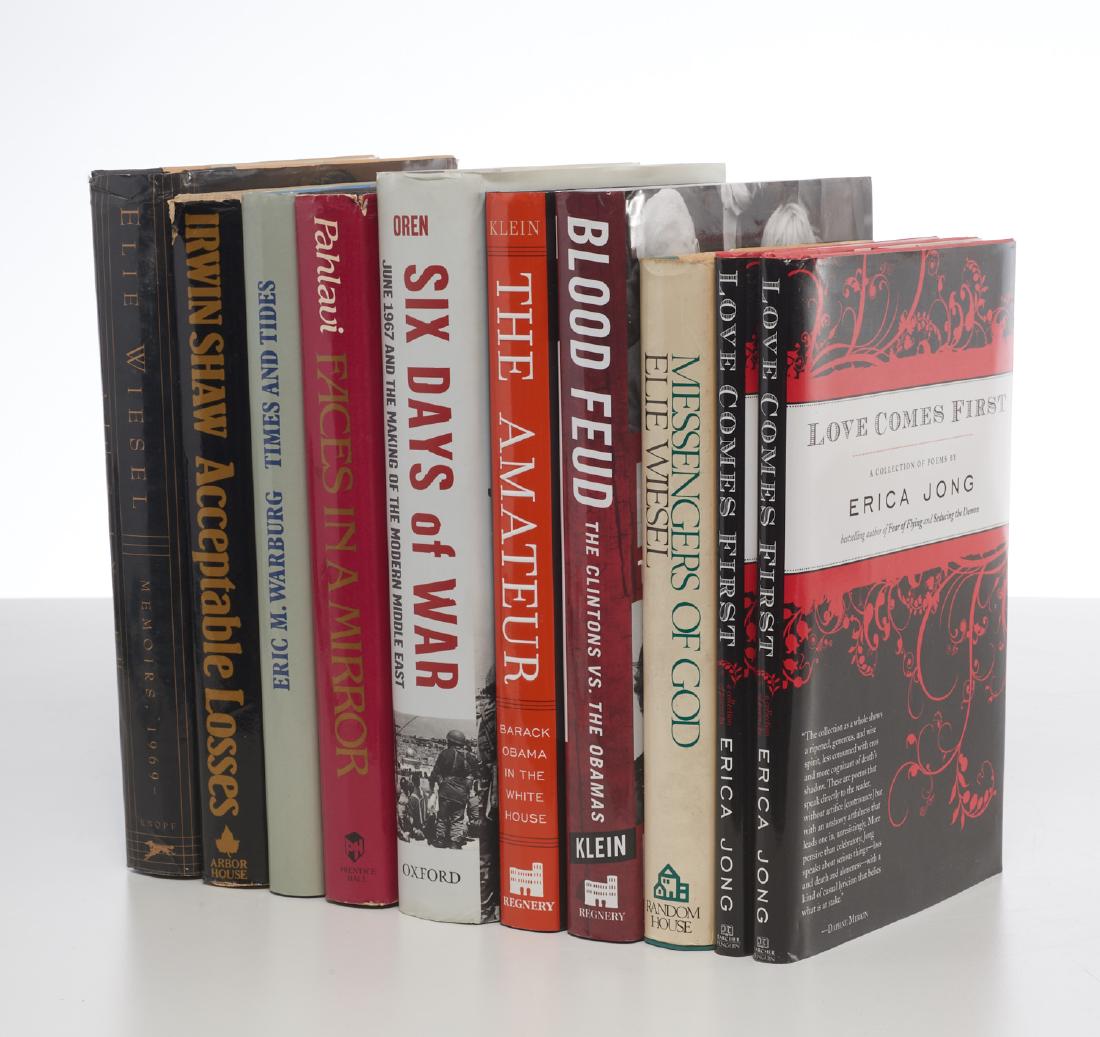 BOOKS: (10) Vols signed, incl Elie Wiesel, Jong (1 of 12)