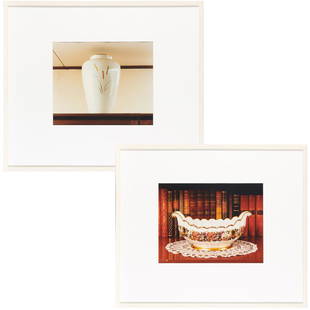 Jorg Sasse, (2) photographs, 1988: Jorg Sasse, (2) photographs, 1988, Jorg Sasse (German, b. 1962), "Gravy Boat" and "Vase", two chromogenic prints, series and number in pencil on reverse: W-88-07-05 #4/6, W-88-07-06 #3/6, framed, 11"h