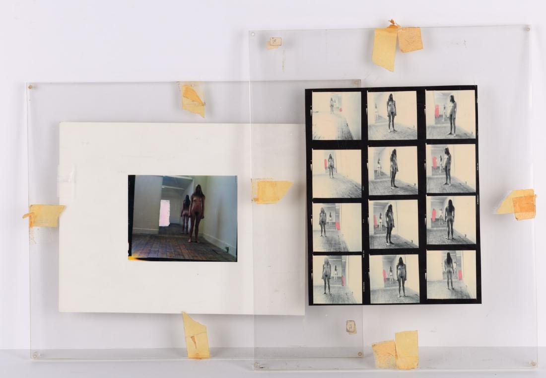 Robert Graham, photographs, 1970: Robert Graham, photographs, 1970, Robert Graham (American, 1938-2008), Dye Transfer, silver print photographic contact sheet and photo, hand-colored, pen signed, dated and numbered (33/75) verso, acry