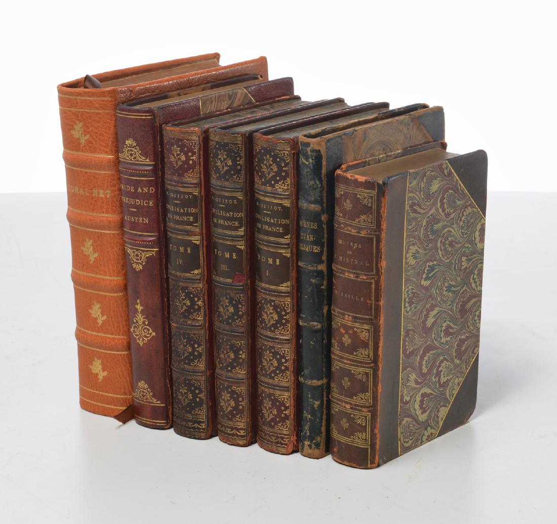 BOOKS: (7) Vols vintage fine leather binding (1 of 11)