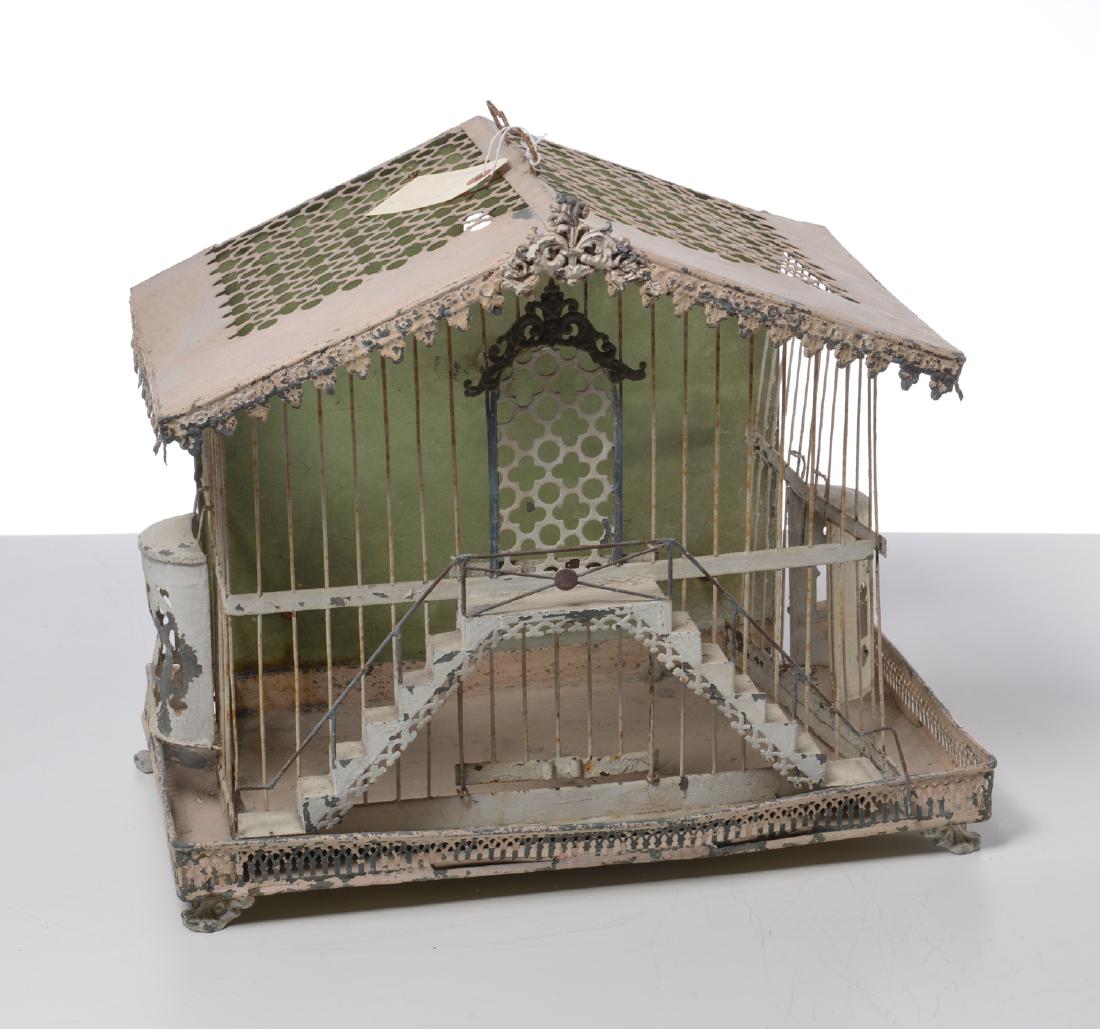 Antique painted tin architectural birdcage (1 of 7)