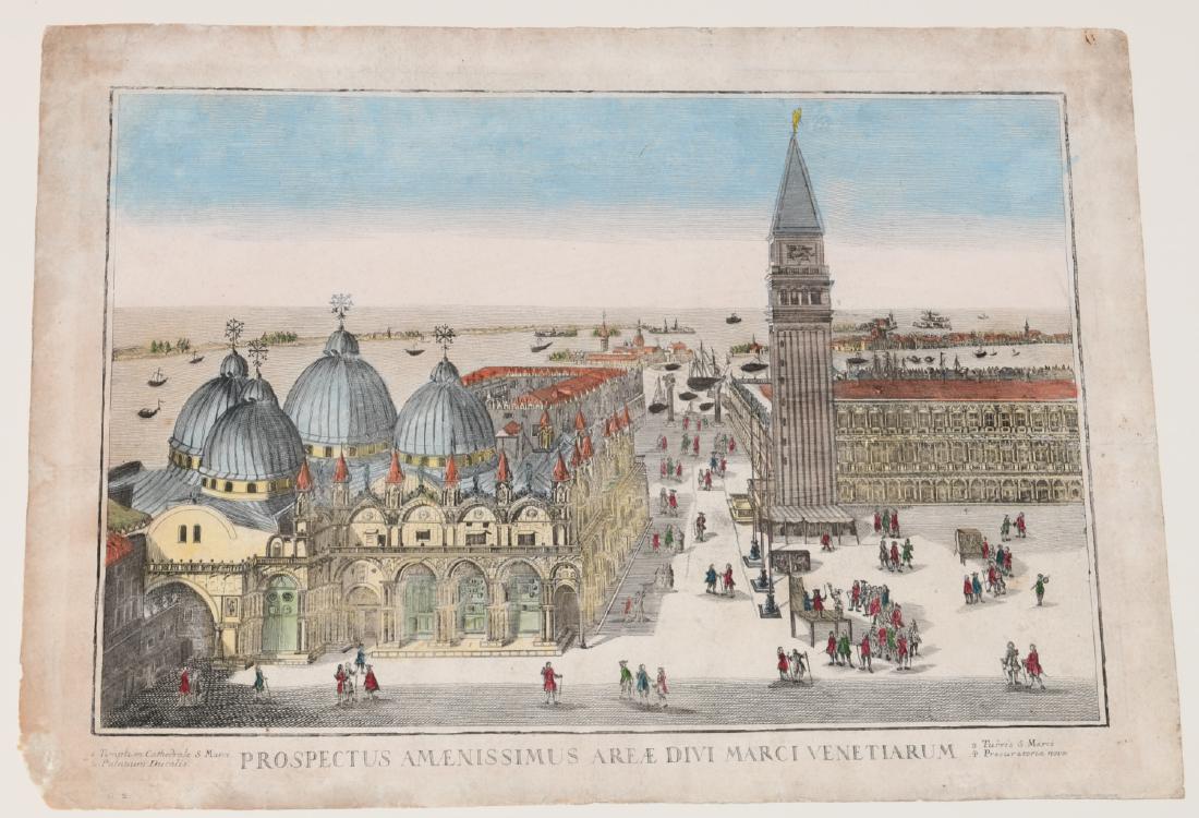 Piazza San Marco, Venice, hand-colored etching (1 of 6)