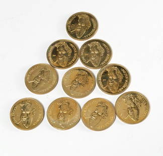 Meyer Vaisman, (10) Droog coins: Meyer Vaisman, (10) Droog coins, Meyer Vaisman (Venezuelan, b. 1960) "One Droog", (10) gold toned coins, each 1.5"dia