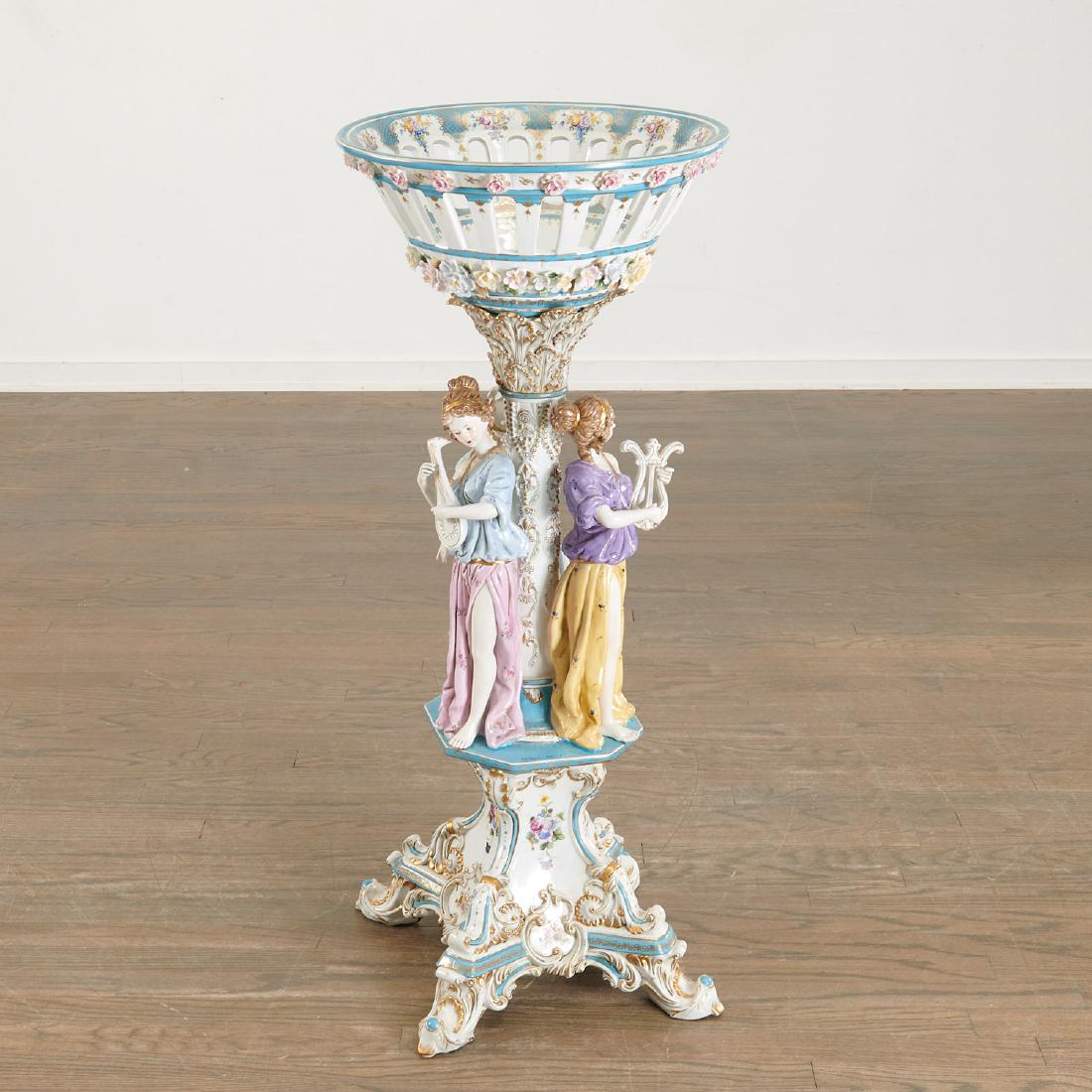 Large German porcelain figural pedestal jardiniere (1 of 10)