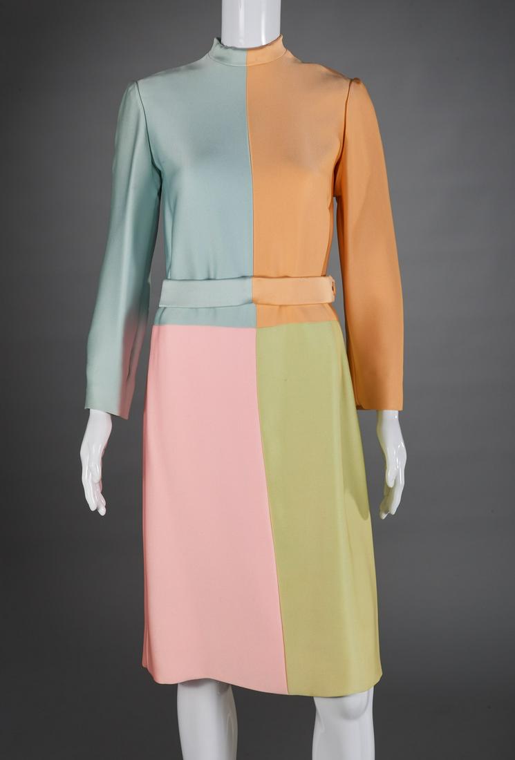 Vintage Norman Norell colorblock silk dress (1 of 5)