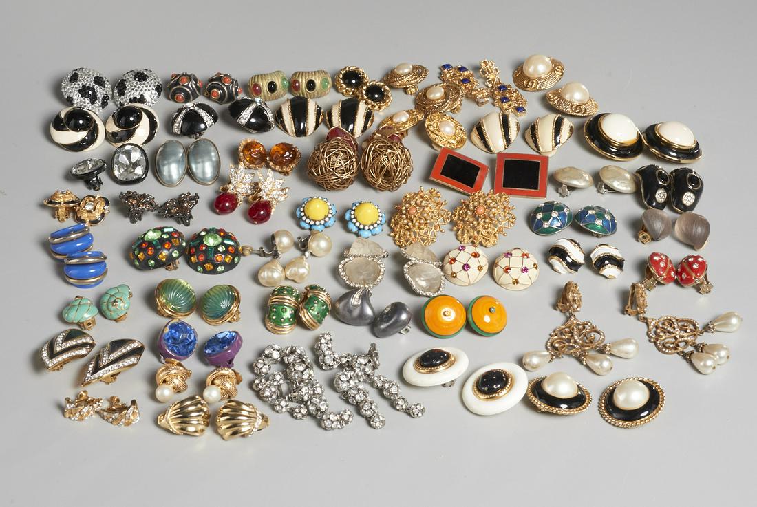 Group of clip style costume jewelry earrings (1 of 10)