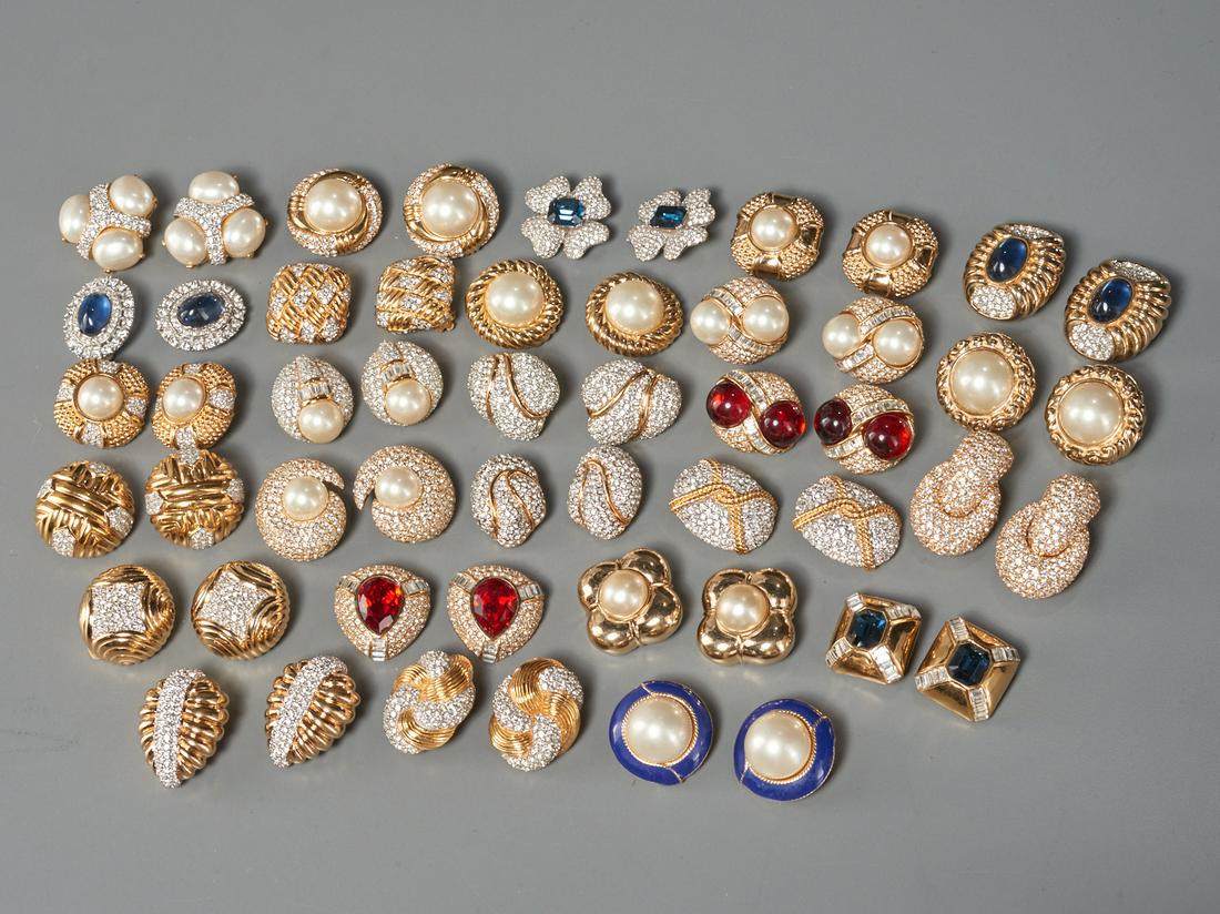 Group of clip style Ciner costume jewelry earrings (1 of 8)