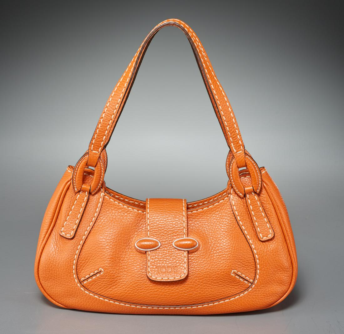 Tod's orange pebbled leather handbag (1 of 7)