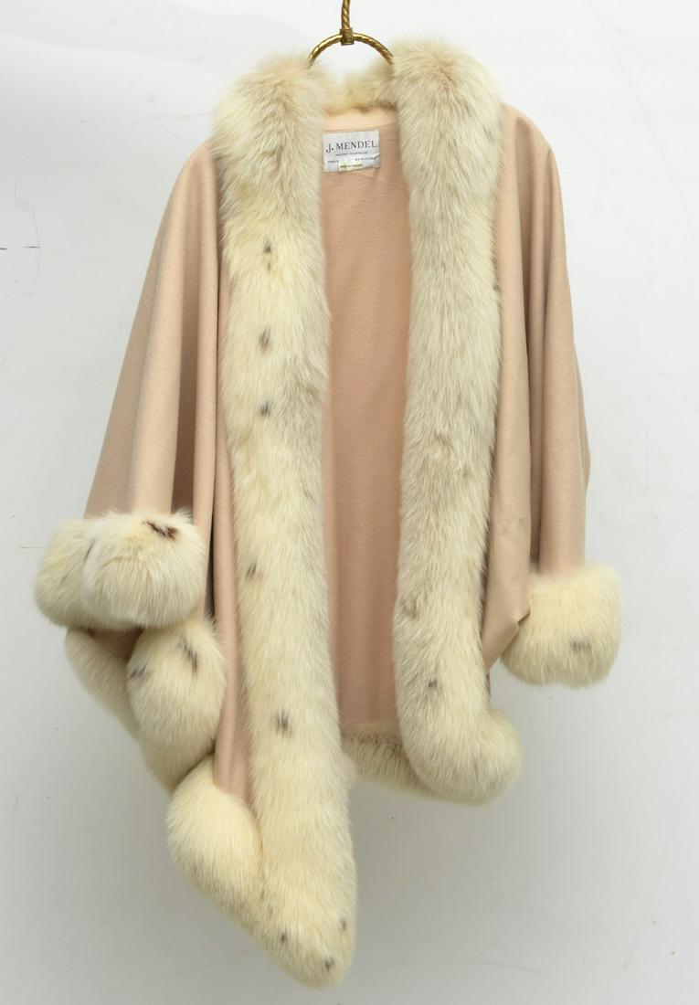 J Mendel white wool cape with fur trim (1 of 4)