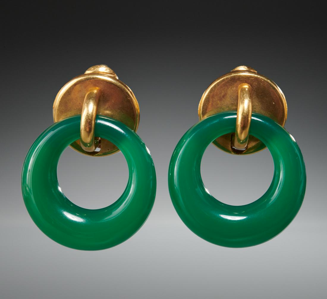 18k gold & jade clip style earrings (1 of 4)