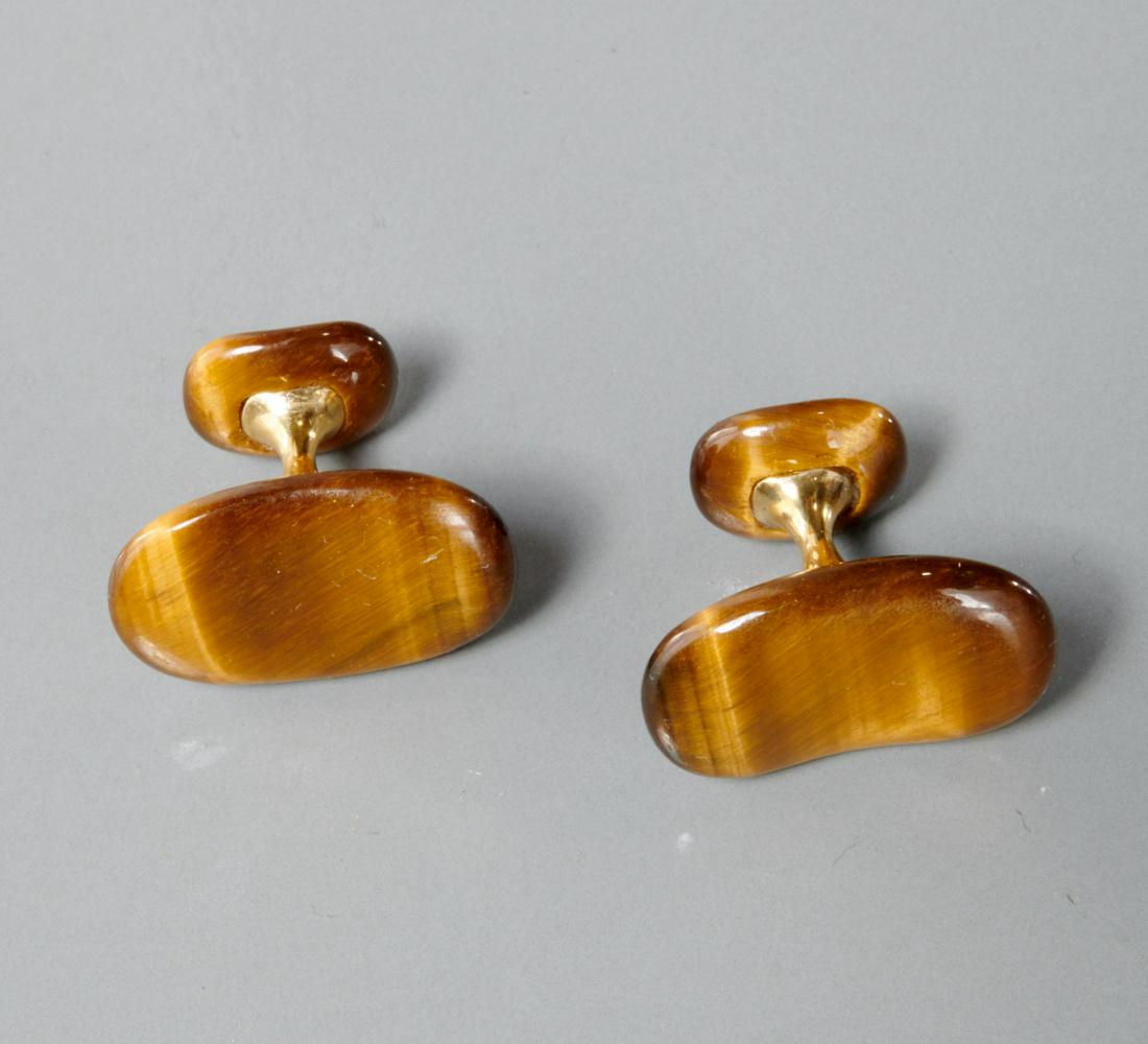 Men's tigers eye and 18k gold cufflinks (1 of 6)