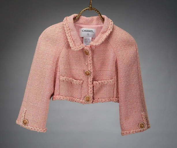 CHANEL 14A RUNWAY RASPBERRY SUPERMARKET BOUCLE TWEED TRIM CC JACKET 42